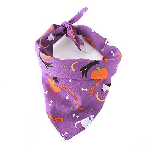 SonneSky Pañuelo para perro de Halloween, bandana, calabaza, gato, gato, gato, bandana, accesorio decorativo para Halloween, para perros pequeños, medianos y grandes y gatos