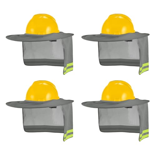 4 Pack Sun Shade Full Brim, Visor Mesh Neck Sun Shield with Reflective Strips Neck Sunshade Cover, Accessories (Gray)