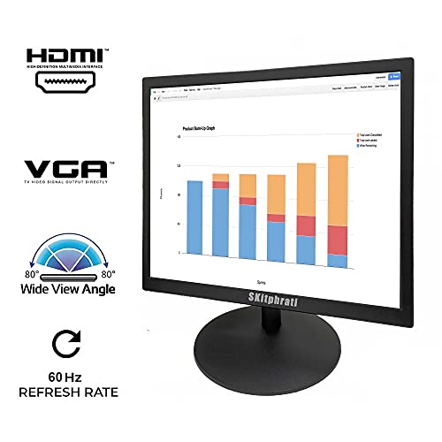 Image of SKitphrati 17 Inch PC Monitor HDMI Monitor 1280 X 1024 LED Monitor with 45% sRGB Color Correction and 4:3 Aspect Ratio, 60 Hz Refresh Rate, 5Ms Response Time, VESA Mountable, VGA, HDMI, TN Panel