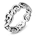 925 Sterling Silver Filigree Curves Swirl Pattern Wave Design Tribal Band Ring Size 9