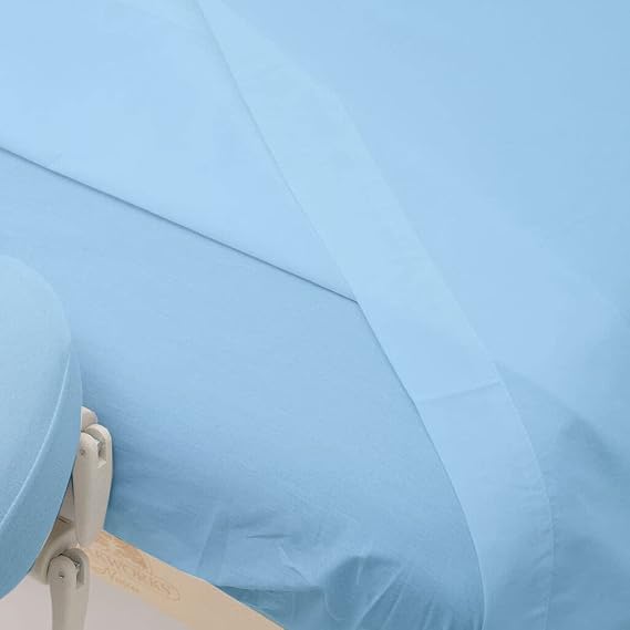 Microfiber Massage Sheet Set 3-Piece for Massage Tables, Includes Massage Flat Sheet, Massage Fitted Sheet, and Massage Face Cradle Cover for Beauty Salon Spa, Light Blue Solid