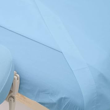 Microfiber Massage Sheet Set 3-Piece for Massage Tables, Includes Massage Flat Sheet, Massage Fitted Sheet, and Massage Face Cradle Cover for Beauty Salon Spa, Light Blue Solid