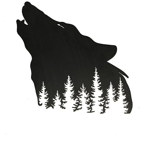 Black Howling Wolf Metal Wall Sculpture Cover