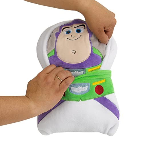 Image of NoJo Disney Toy Story It's Play Time White, Green, and Purple, Buzz Lightyear Shaped Toddler Blanket