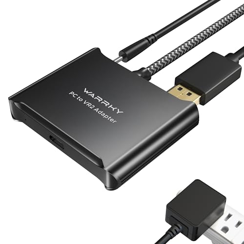 Warrky PSVR2 PC Adapter, PSVR2 Accessories [Aluminum Shell, Upgraded IC] Compatible with PSVR2, AR Glasses, Portable Monitor, DP 1.4 Cable 15W AC Power Supply Included - Black