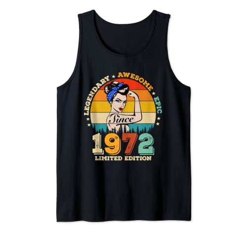 50 Años legendarios desde 1972 Impresionantes 50 cumpleaños mujeres Camiseta sin Mangas Cover