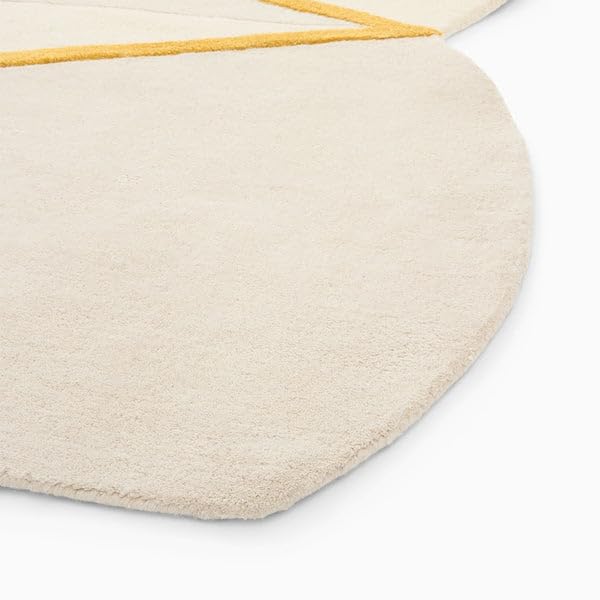 Image of Hand-Tufted Wool Carpet for Living Room 4x6 feet Cream Yellow Anti-Skid High Pile Thick Carpet & Rugs for Bedroom & Hall