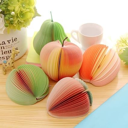 Image of Sticky Notes 3D Fruit Shape Non-Sticky Notepads, Set of 2 | Kawaii and Fruit Colorful, DIY Scratch Pad, With Paper Clip, For Office and School