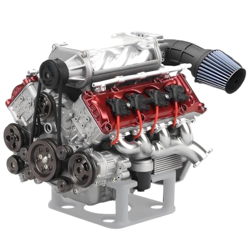 Mini V8 Engine Kits That Runs, V8 Model Engine Kit MAD RC Internal Combustion Model Kits for Adults to Build, Suitable for Model Car AX90104 SCX10Ⅱ Capra VS4-10 Pro/Ultra (V8 II)