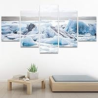 SIGNWIN 5 Panel Canvas Wall Art Modern Art Aerial Contemporary Cool Dramatic Multicolor Nature Photography Snow for Home Decorations Ready to Hang - 60