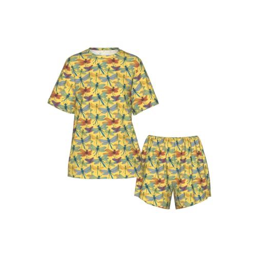 Ensemble pyjama à manches courtes femme vêtement de nuit imprimé