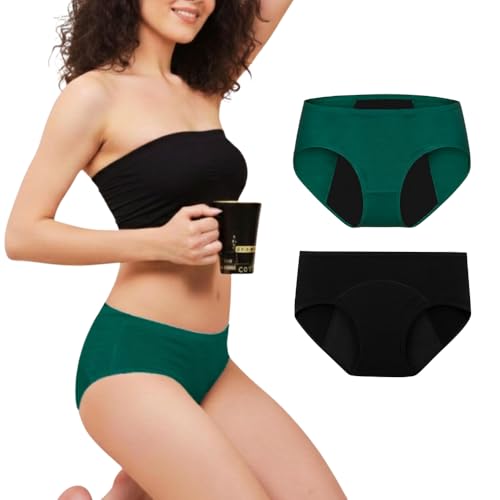 Image of DIVING DEEP Leakproof Period Panty for Women|Reusable Hipster Underwear for Medium to Heavy Flow| No Pad Required, Absorbent & Comfortable Full Breathable| 2 Years Reusable Pack of 2