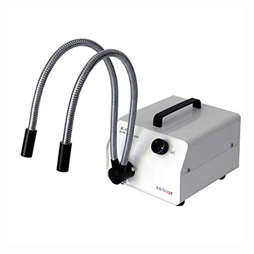 Amscope HL150-AY 150W Fiber Optic Dual Gooseneck Microscope Light Illuminator, Black