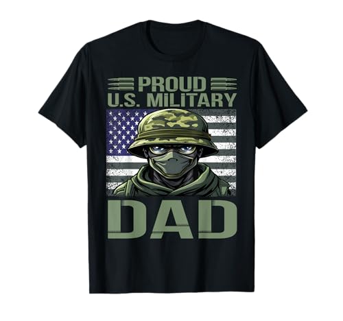 Proud U.S Military Dad Vintage American Flag Veterans Day T-Shirt