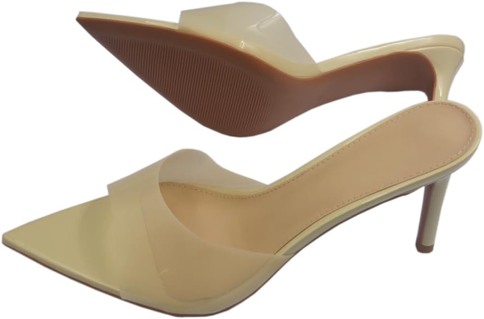 Clear Pointed Open Toe Heels for Women Summer Slip on Mules Sexy Stiletto Heeled Sandals Party Wedding Prom Dress Casual Shoes - Image 2