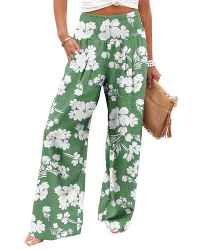 Angerella Womens Elastic High Waisted Palazzo Pants Casual Wide Leg Long Lounge Pant Trousers with Pocket