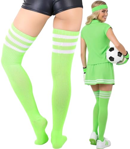 Image of ToBeInStyle Women's Over The Knee Thick Long Socks Thigh High w / 3 Contrast Stripe