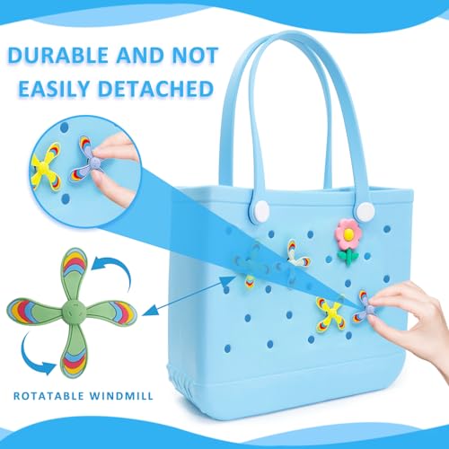 Accessories for Bogg Bag, Colorful Pinwheel and Flower for Bogg Bag Charms, Compatible with Women Rubber Beach Bag Tote Handbag Decoration（5 Pcs）3