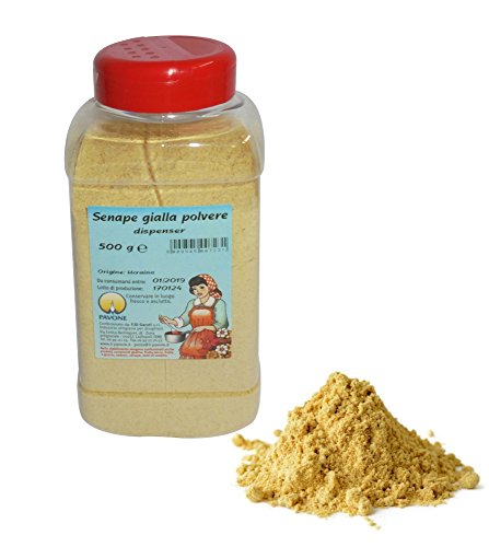 Gr 500 senape gialla in polvere in dispenser per