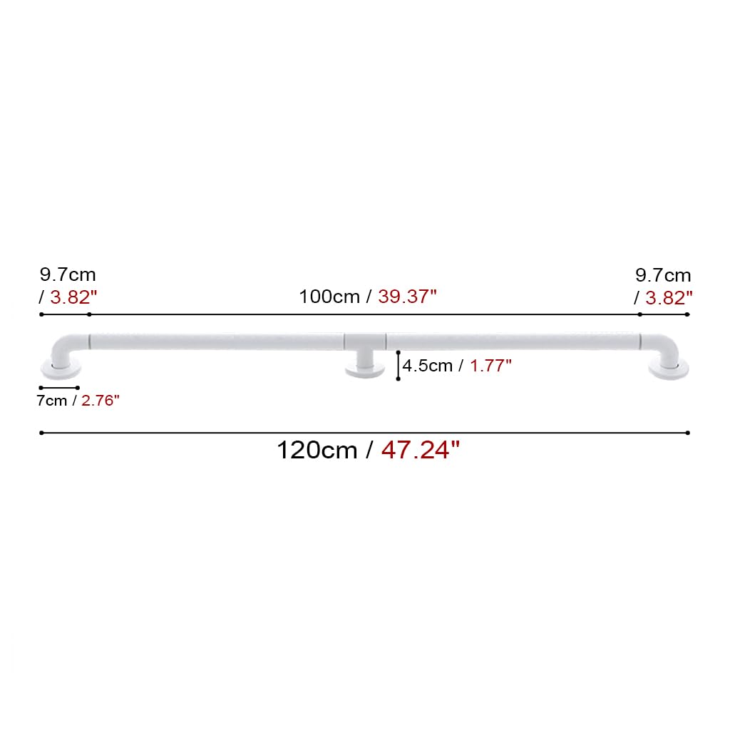 Alargamiento de Barras de Acero Inoxidable de Baño Agarraderas,Antideslizante de Nylon de Seguridad Pasamanos de Equilibrio,Bañeras de Pared Discapacidad Dispositivo de Asiste(Size:120cm,Color:Blanco)