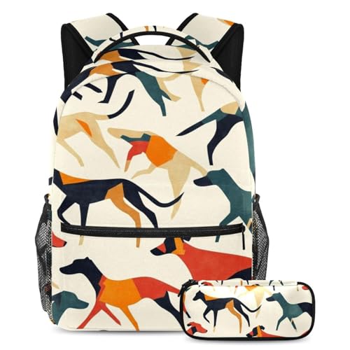 Sac à dos art abstrait 2 pièces avec trousse pour collégiens