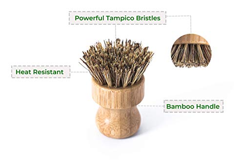 Ecolulu Natural Bamboo Dish Brush Plant Based Bristles | 3 Pack Wooden Dish Brush | Bamboo Scrub Brush For Cleaning Dishes, Pots, Pans And Vegetables | Biodegradable Eco Friendly Products #TOP3