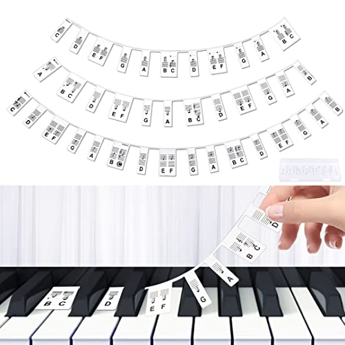 Autocollant Pour Clavier De Piano, 88 Touches En Silicone Clavier De Piano Amovible éTiquettes De Partition, Touches De Piano Autocollants Pour Apprendre Les Enfants DéButants Cover
