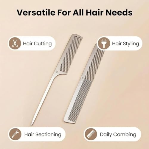 Set de 2 Peines de Metal Durables Kit Profesional miniatura 6