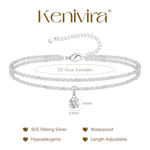 Image of Kenivira Sterling Silver Ankle Bracelets for Women,Gold Dainty Layered Waterproof Anklet for Women, Anklet Set Stackable Beach Gift Adjustable Size