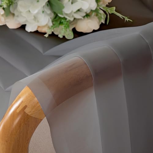 Image of Chyhomenyc Sheer Window Curtains 72 inch Length 2 PCS- Rod Pocket Living Room Curtain Panels Voile Textured Soft and Lightweight Window Treatments for Bedroom Decor, 42W x 72L Inches, Charcoal Grey