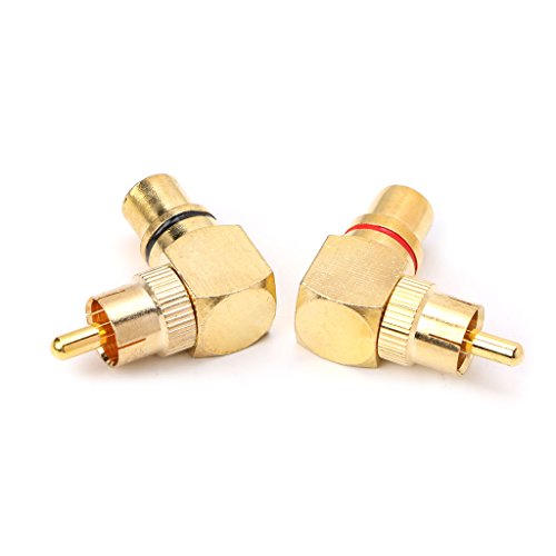 2X Conector RCA Macho a Hembra Chapado en Oro 90 Grados miniatura 2