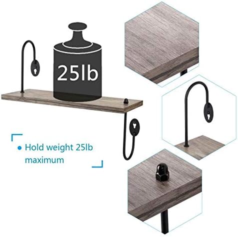 Olakee Floating Shelves Wall Mounted Set of 3 - Rustic Wall Shelves for Bedroom Bathroom Living Room Kitchen Office Weathered Grey