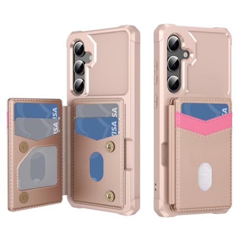 Protection Samsung S25 Edge or rose portefeuille anti-choc en cuir