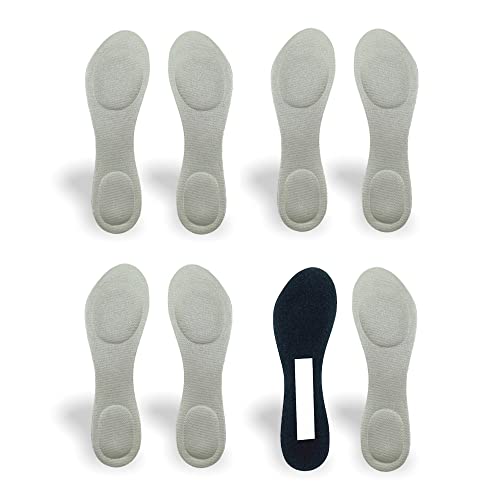 Image of CB 4-Pairs of Cloth Surface Sponge Inserts Invisible Slim Lightweight Insoles Liners, Ball of Foot Pain Relief Cushion, Barefoot Support, 3 /4 Length for Women's Shoes 5-8, Style B, Light-Gray