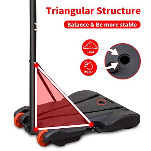 Hookung Portable Junior Basketball Hoop System Basketball Goals Set Freestanding With Wheels Height Adjustable For Teenager Youth Indoor Outdoor Use #TOP3