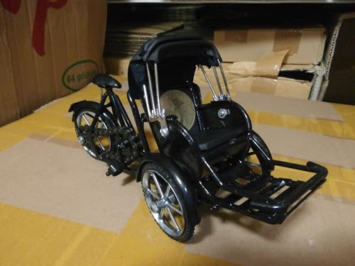 Vietnamese Traditional Transportation Black Color Metal Tricycle Fully Assembly and Ready for Display,