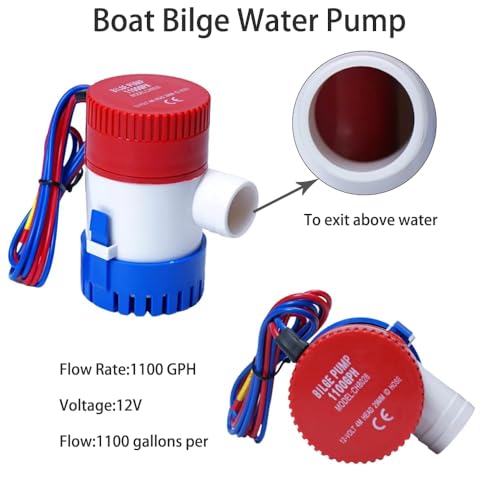 image for JINYUNDZ 12v 1100gph Boat Bilge Water Pump, 1-1/8 Inch Bilge Pump Plum