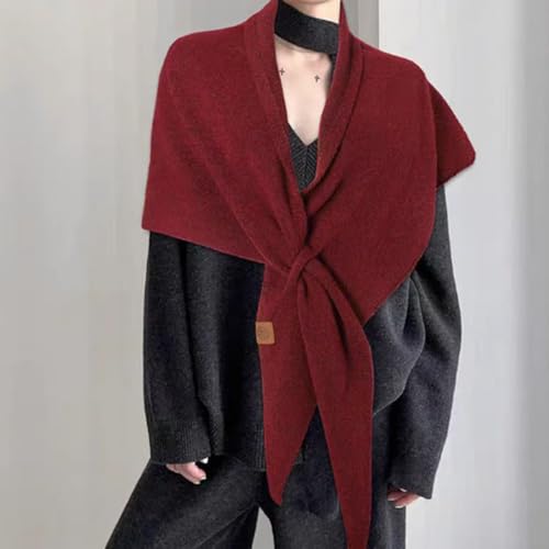 Women's Solid Color Scarf, Murou Fashion Shawl, Soft Knitted Blend Scarf Cape, for Daily Wear4