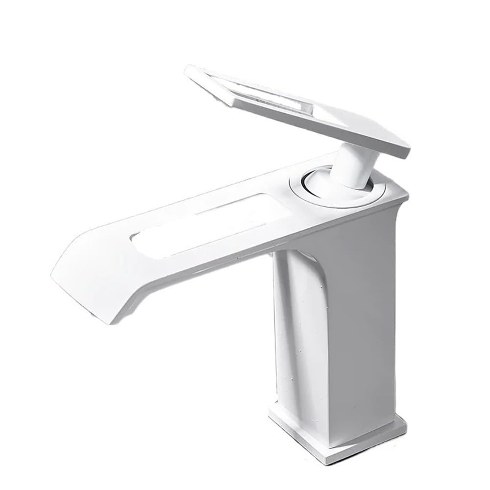 Robinet de lavabo cascade blanche pour meuble de salle de bains familial eau chaude et froide