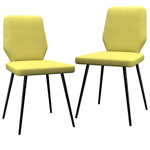 vidaXL 2X Sillas de Salón Comedor Cocina Casa Claro Asiento Hogar Sillones Patas de Acero Tapizada en Tela Amarillo Lima
