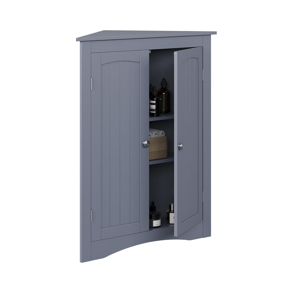 Vicco Armario Mediano Bianco, Gris, 56 x 80 cm | con 2 puertas, para el almacenamiento de artículos de baño y uso flexible