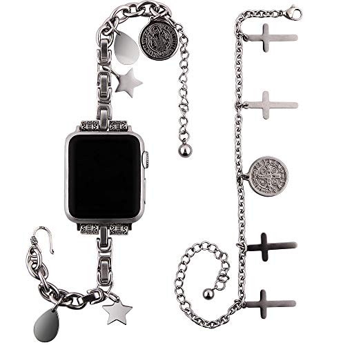 VIQIV Metal Bracelet Chains for Apple Watch 38mm 40mm 41mm 42mm 44mm 45mm Iwatch SE & Series 7 6 5 4 3 2 Western Boho Band, Fashion Stylish Bracelet Dressy Jewelry Wristband Strap for Women Stainless Steel VIQIV Metal Bracelet Chains for Apple Watch 38mm 40mm 41mm 42mm 44mm 45mm Iwatch SE & Series 7 6 5 4 3 2 Western Boho Band, Fashion Stylish Bracelet Dressy Jewelry Wristband Strap for Women Stainless Steel