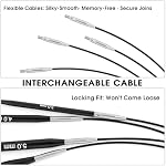 Guclud Set d'aiguilles de tricot circulaire interchangeables de 4,5 pouces US 2,5-11 (3,0-8,0 mm) 10 Paires d'aiguilles circulaires métalliques 4 Câbles (16", 24", 32", et 40"), Accessoires & Cas (noir)