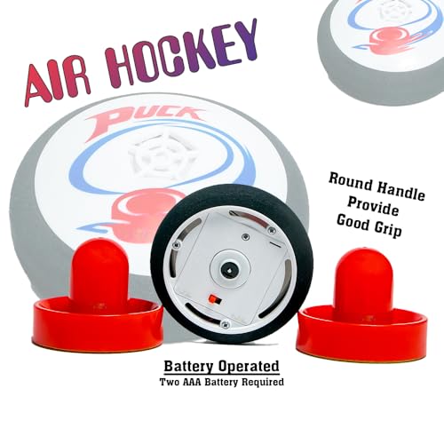 Toy Imagine™ Air Power Hockey Game Set – Indoor Tabletop Air Hockey for Kids & Adults | 1 Hover Puck + 2 Pushers | Fun Indoor Games for Boys Age 7-14 | Gift for Boys Age 12-14 (Batteries Included) - Image 3 thumbnail