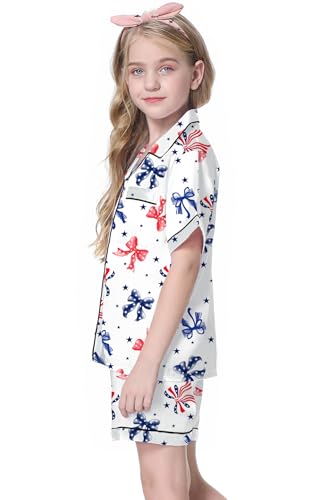 Image of Girls & Womens Satin Pajamas Set, Silk Button-Down Sleepwear 2 Piece Nightwear, 3 Years - Women XXL