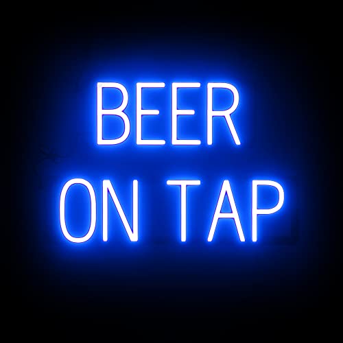 Image of SpellBrite LED Neon BEER ON TAP Sign for Business - Blue, 23 inch x 15 inch | Ultra-Bright Click-Together Signage for Bars & Restaurants, with Visibility from 500 ft - 8 Animations, 6 Brightness Levels