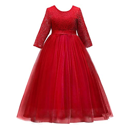 Flower Girls Dresses for Wedding Vintage 3/4 Sleeve Floral Lace