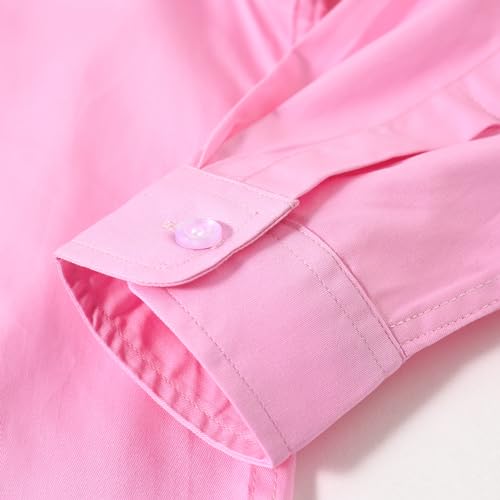 Image of Boys' Button Down Dress Shirts Kids Long Sleeve Solid Collared Uniform Shirt for Toddler Boy (Size 2T-20)