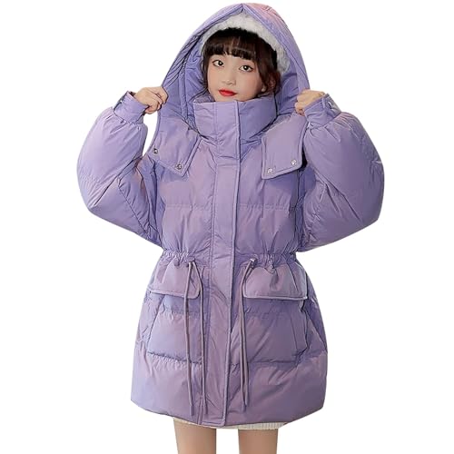 Girls Mid down Parka Jackets Thick Warm Windproof Zip up Hooded Puffer Coats with Pockets Teen Kids Winter Outwear3