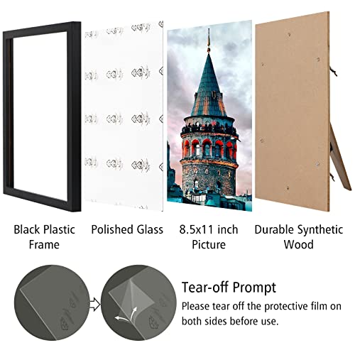 Happyhapi Document Frame, Certificate Frame 8.5 X 11 Multi-Pack, Diploma Frame 6 Pack, 8.5X11 Picture Frame Display Horizontal And Vertical For Wall And Tabletop #TOP2